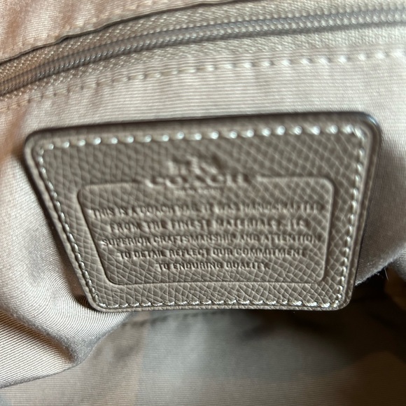 Coach Quinn Taupe Leather Domed Zipper Closure Top, Like New - Picture 4 of 6